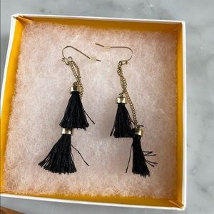 Ann Taylor black and gold tassel earrings $10. Great condition